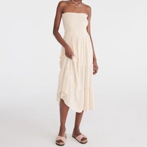 Aeropostale Strapless Cream Polka Dot Midi Dress